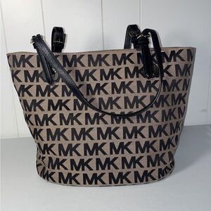 Michael Kors Tan and Black Logo Tote